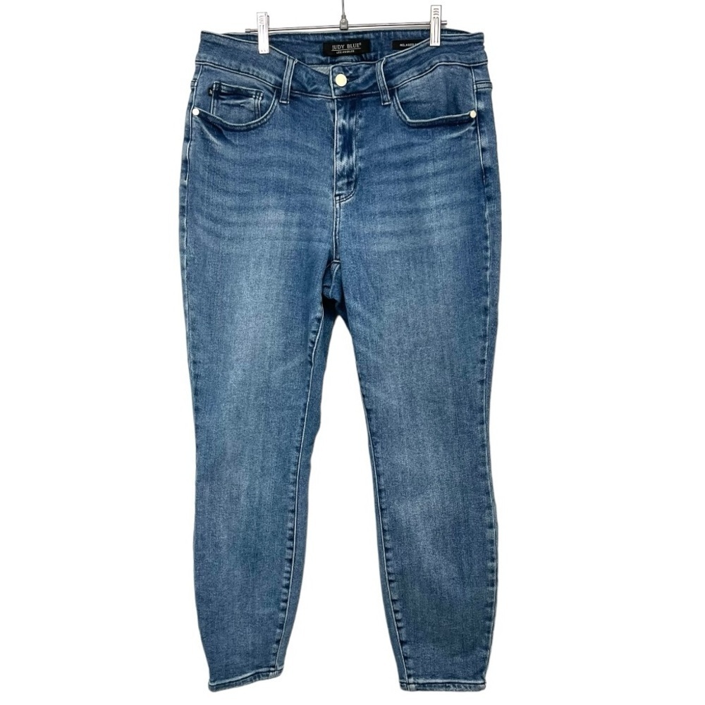 Judy Blue High Rise Relaxed Fit Mid Rise Stretch Denim Casual Jeans Womens 14W - Picture 2 of 10